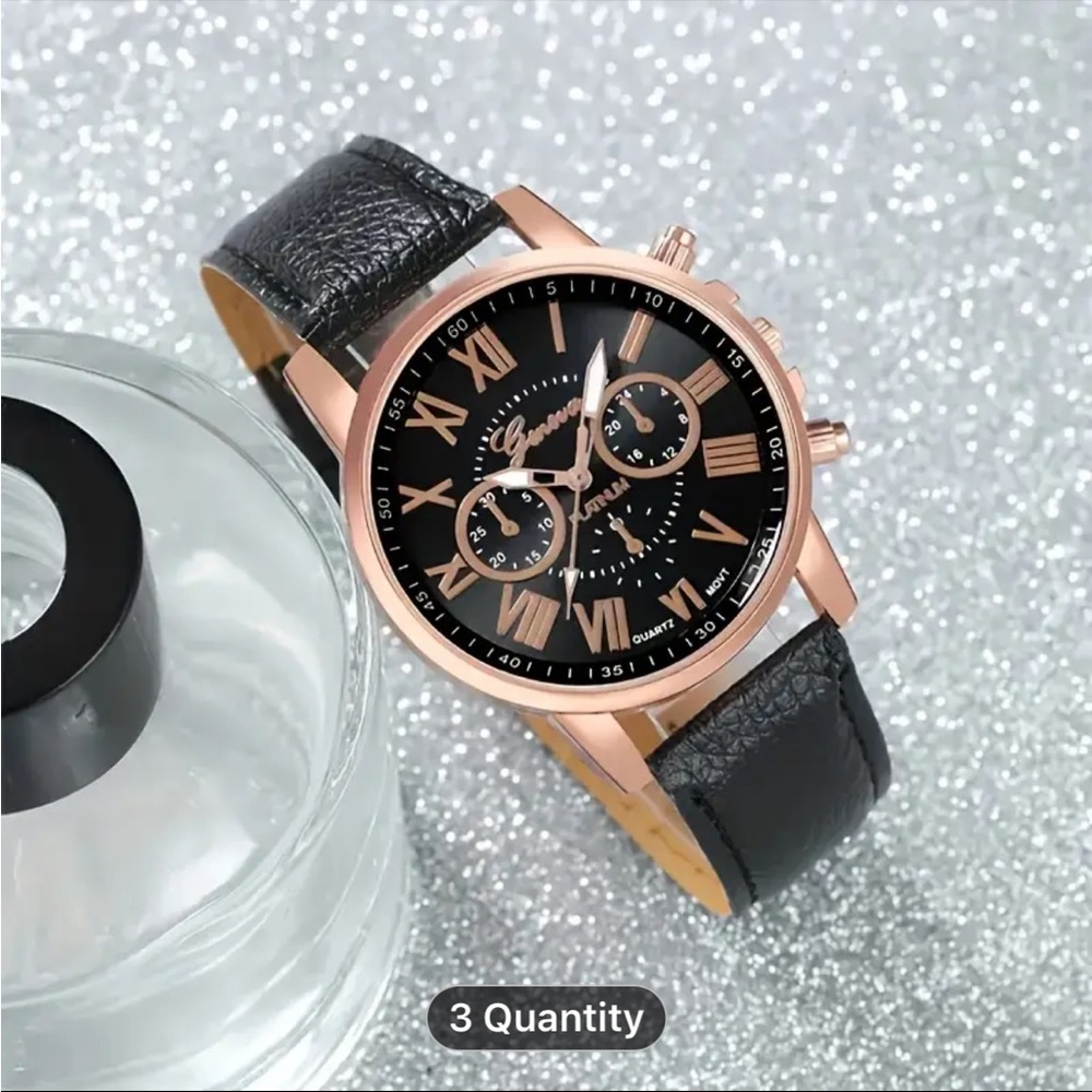 Elegant Black and Rose Gold Watch